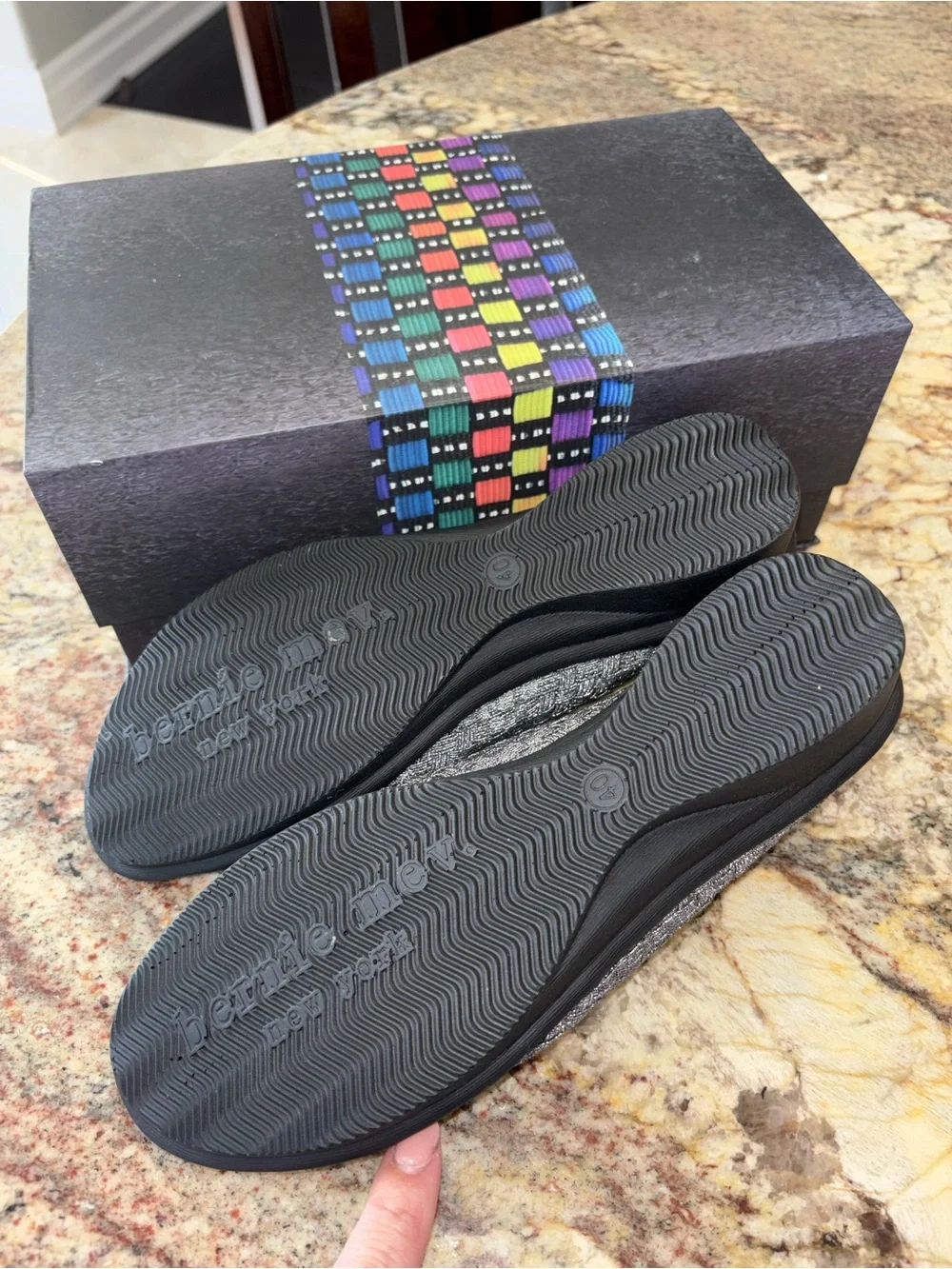 Bernie Mev Woven Stretch Slingback Sandals in Metallic Gray 🆕 - Picture 8 of 9